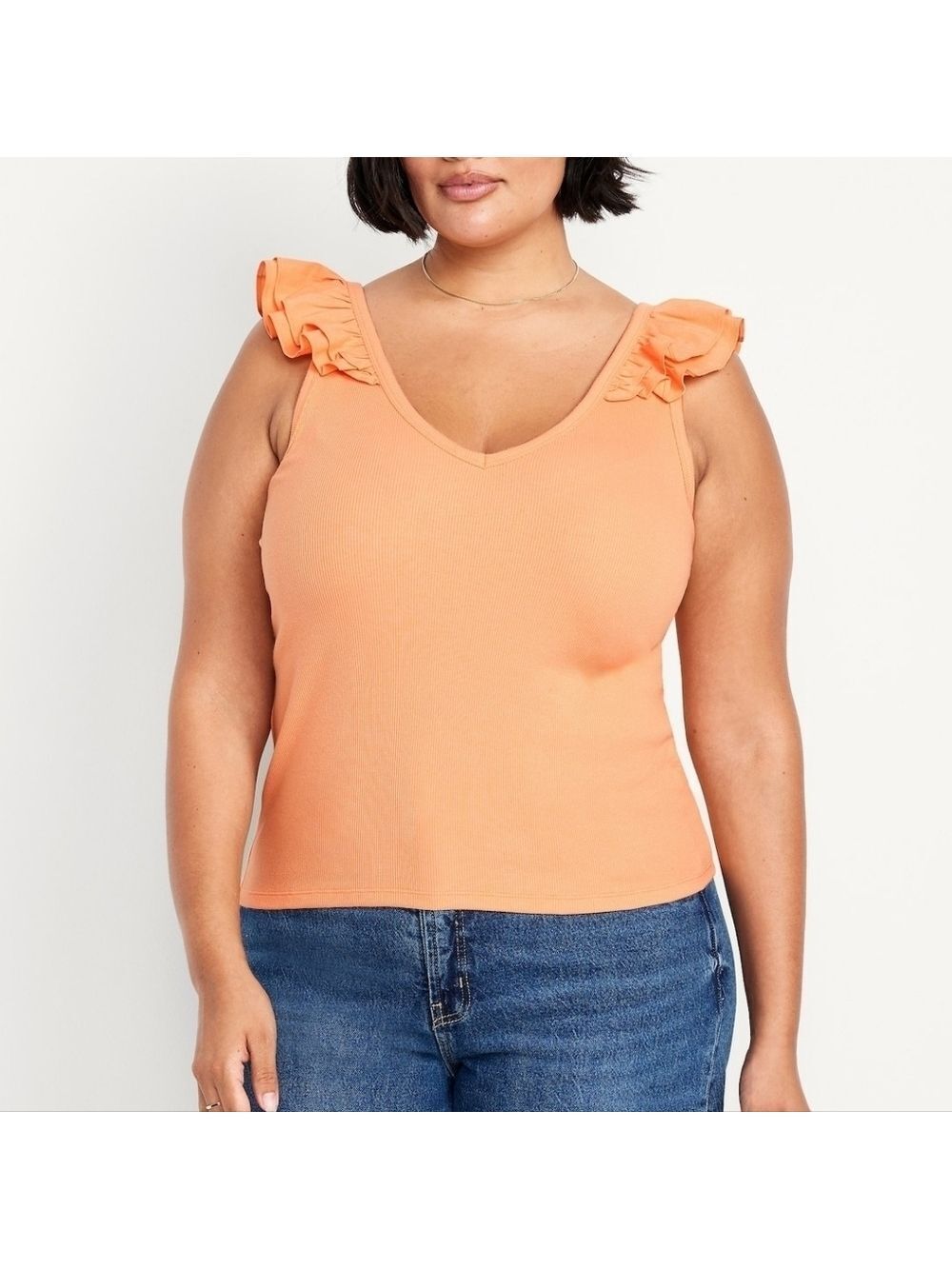3X • Old Navy • Ruffle-Trim Mixed Material Orange Top